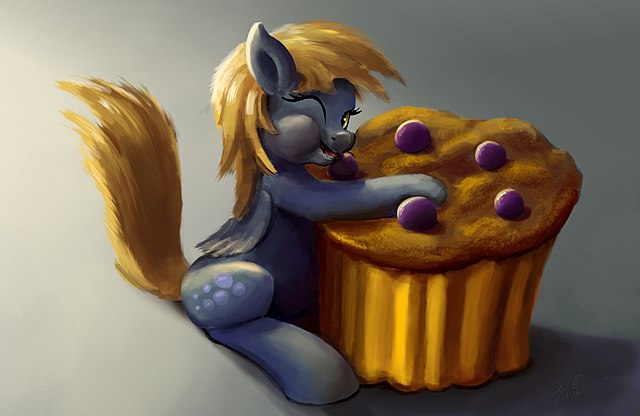 Painting of my little pony eating purple candies off of a prepaid card cupcake.
