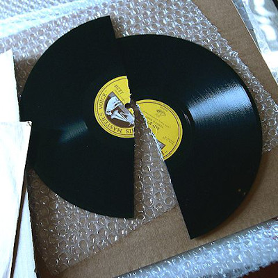 A picture of a broken record.
https://commons.wikimedia.org/wiki/File:Broken_Record.jpg