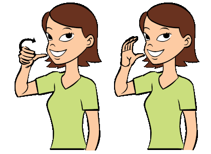 An illustration of a woman in a green shirt holding her hand up to her mouth as she would hold a glass, and tilting it back as you would to drink.